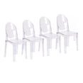 thumbnail image 1 of 2xhome Set of 4 Mid Century Modern Dining Room Side Chairs, Transparent Ghost Accent Armless Lounge Chairs, Clear, 1 of 8
