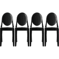 thumbnail image 1 of 2xhome Set of 4 Modern Contemorary Dining Ghost Side Chairs Stackable Victorian Acrylic Plastic Vanity Chairs, Black, 1 of 8