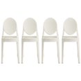 thumbnail image 1 of 2xhome Set of 4 Modern Contemorary Dining Ghost Side Chairs Stackable Victorian Acrylic Plastic Vanity Chairs, White, 1 of 2