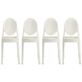 thumbnail image 1 of 2xhome Set of 4 Modern Contemorary Dining Ghost Side Chairs Stackable Victorian Acrylic Plastic Vanity Chairs, White, 1 of 10