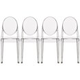 thumbnail image 1 of 2xhome Set of 4 Modern Contemorary Dining Ghost Side Chairs Transparent Stackable Victorian Acrylic Plastic Vanity Chairs, Clear, 1 of 9