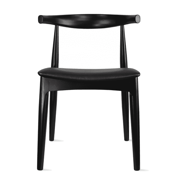 2xhome Wooden Farmhouse Dining Chair with PU Leather Seat Cushion, Mid Century Accent Chair for Kitchen, Dining Room, or Office, Black