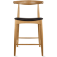 thumbnail image 1 of 2xhome Solid Wood Farmhouse 25" Counter Stool with PU Leather Cushion Seat, Modern Accent Dining Elbow Chair Barstool, Natural, Set of 1, 1 piece, 1 of 10
