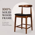 thumbnail image 1 of 2xhome Solid Wood Farmhouse 25" Counter Stools with PU Leather Cushion Seat, Modern Accent Dining Elbow Chair Barstool (Espresso Set of 2), 1 of 12
