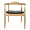 thumbnail image 1 of 2xhome Solid Wood Farmhouse Dining Chair with PU Leather Cushion Seat - Kennedy Presidential Modern Accent Armchair for Kitchen Dining Room or Office, Natural, Set of 1, Single, 1 Piece, 1 of 10