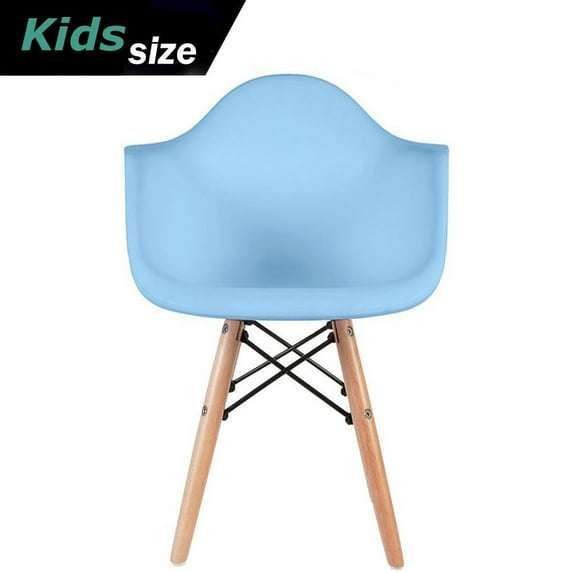 2xhome - Toddler Kids Size Blue Modern Plastic Chair With Wood Leg Armchair