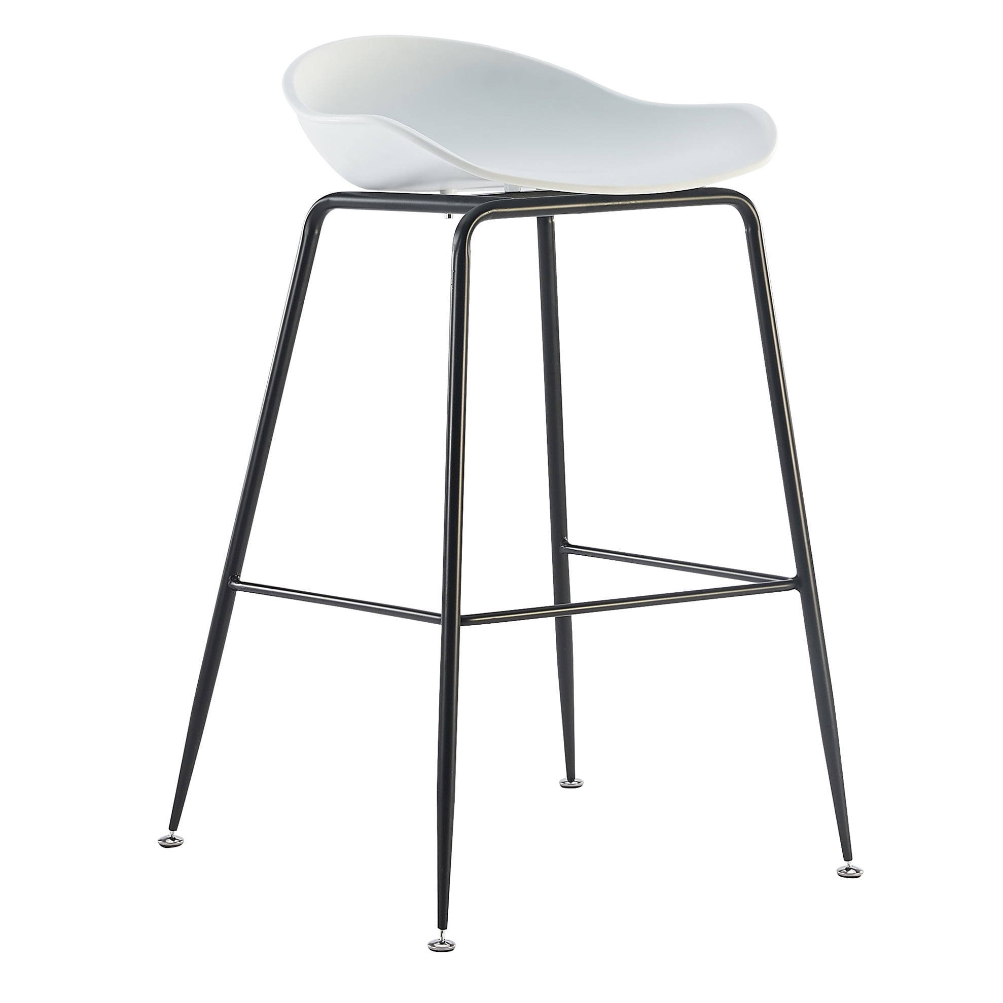 2xhome White 28" Seat Height Black Molded Plastic Bar Stool Modern