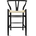 thumbnail image 1 of 2xhome Wishbone Counter Height Barstool with Woven Paper Cord Seat| Fully Assembled | Wooden Y Back Farmhouse Kitchen Stool for Home, Dining, Bar, Black, 1 of 18