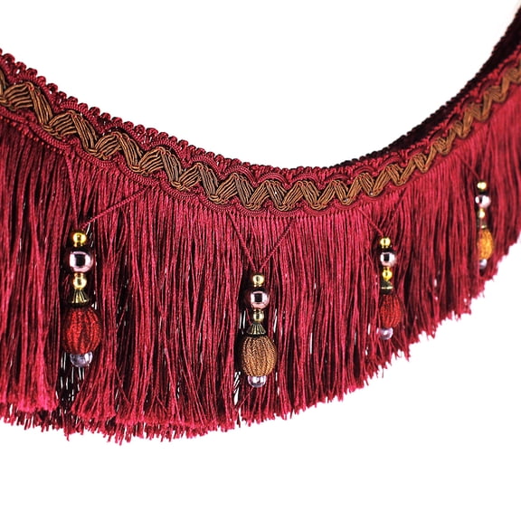 2yards Braided Beads Hanging Ball Tassel Fringe Trimming Applique Fabric Trimming Ribbon Band Curtain Table Wedding Decorated