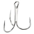 thumbnail image 1 of 3/0# 1.57" Treble Fish Hooks Carbon Steel Bend Hook with Barbs, White 50 Pack, 1 of 6