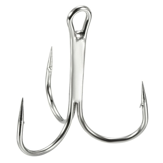 3/0# 1.57" Treble Fish Hooks Carbon Steel Bend Hook with Barbs, White 50 Pack