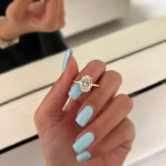 3.0 CT Oval Cut Lab Grown Diamond Engagement Ring, 14K Solid Gold Wedding Ring, Anniversary Gift Women Oval Solitaire Diamond Certified Ring