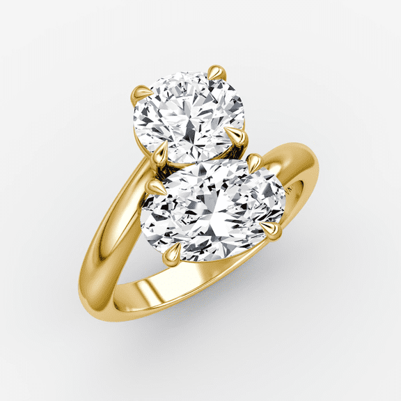 3.0 CTW Oval and Round Cut Lab Grown Diamond Toi Et Moi Engagement Ring 14K Gold Two Stone Wedding Ring