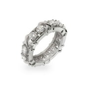 EVE'S ADDICTION 3.0 Carats Sterling Silver Sixteen Stone Ring with Silver X's, Ring Size 6