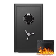3.0 Cu ft Heavy Duty Home Safe Box Fireproof Waterproof, Digital Home Security Safe with Drawer & Adjustable Shelf, Soft Lining Money Safe with Backlit Keypad & Dual Alarm for Home Office