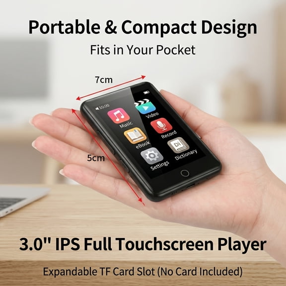 3.0" Full Touch Screen MP3 Player, HD Video & E-book Reader With Built-in Speaker, Portable HiFi Lossless Music Player For Students, Digital Audio Recorder & Dictionary For Study & Office