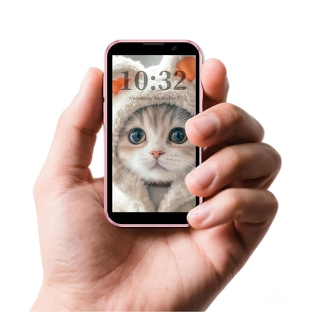 3.0" HD Unlocked Mini Android Smartphone - Quad-Core 2GB+16GB Dual SIM Face ID GPS Golden