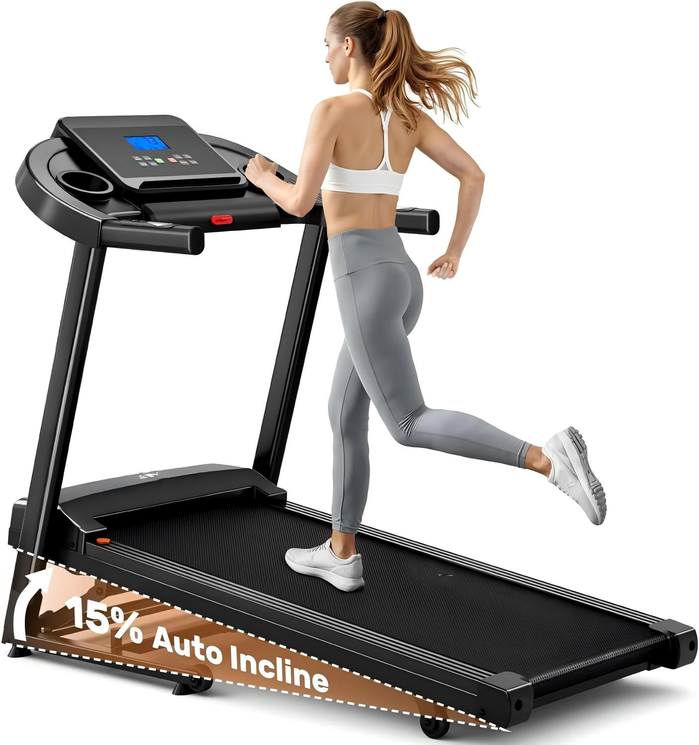 3.0 HP Folding Treadmill for Home with 0-15% Auto Incline,330-440lbs Capacity Portable Treadmill Compact Foldable Walking Pad Treadmills with 7.5 MPH Speed
