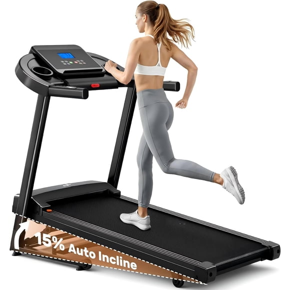 3.0 HP Folding Treadmill for Home with 0-15% Auto Incline,330-440lbs Capacity Portable Treadmill Compact Foldable Walking Pad Treadmills with 7.5 MPH Speed