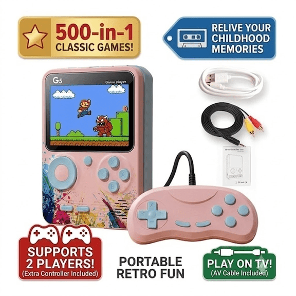 3.0-Inch HD Retro Game Console: A Portable Handheld Gaming System Supporting TV and Projector ConnectivityFeaturing Built-in Classic Arcade Games, an Ideal Gift for Family Entertainment.
