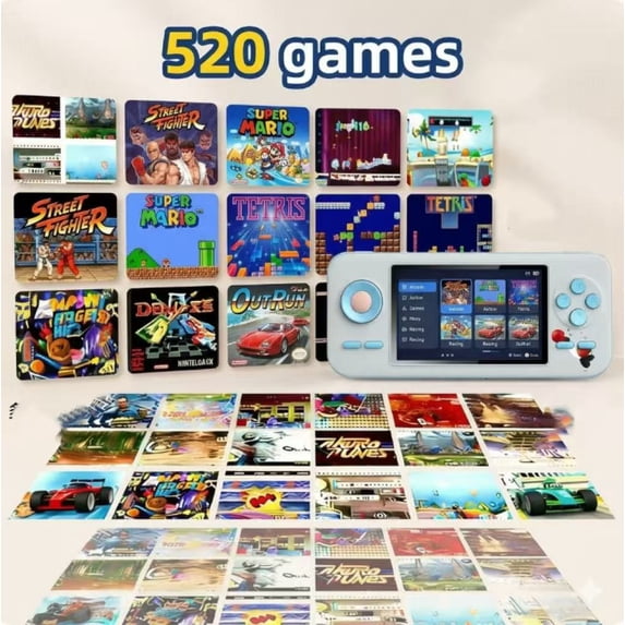3.0-Inch HD Retro Game Console: A Portable Handheld Gaming System Supporting TV and Projector Connectivity—Featuring Built-in Classic Arcade Games, an Ideal Gift for Family Entertainment.