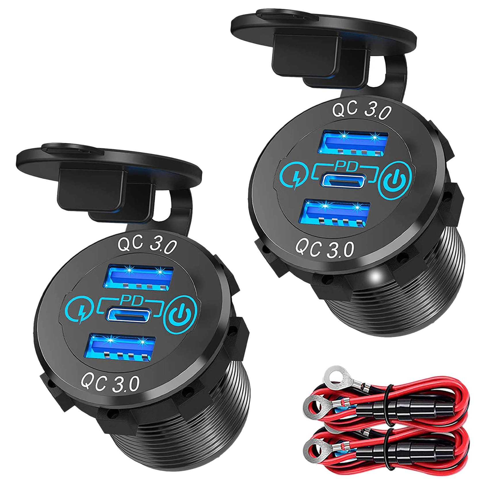 3.0 PD3.0 Triple USB Car Charger 12V 24V 60W USBC Multiple Fast