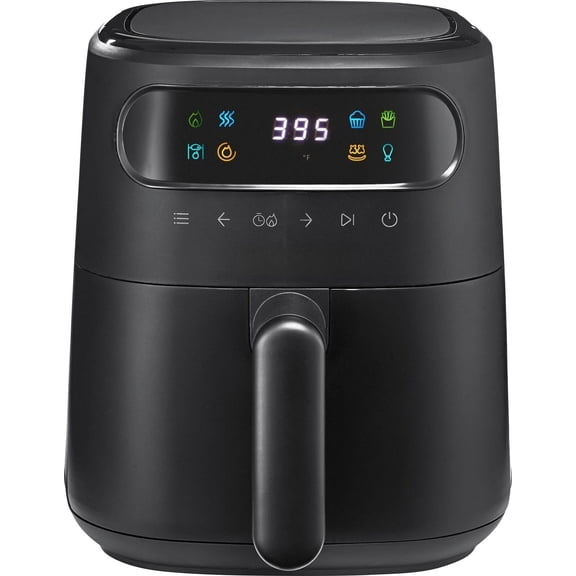 3.0 QT Digital Air Fryer, Touch Screen Temperature Control, Timer and Auto Shut-off, Fully Programmable, Silicone Cupcake Molds Included, Black