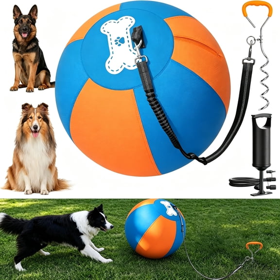 URRU 3.0 Upgraded 25" Herding Ball for Dogs - Heavy-Duty Interactive Dog Toy,Reinforced Oxford Cover & Loops,Thick PVC Bladder,Fast Pump,Outdoor Herding Toy for Border Collie,Australian Shepherd