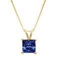 thumbnail image 1 of 3.0 ct Brilliant Princess Cut Solitaire Simulated Tanzanite 14k Yellow Gold Pendant with 18" Chain, 1 of 4