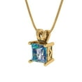 thumbnail image 1 of 3.0 ct Brilliant Princess Cut Solitaire VVS1 Genuine Blue Moissanite Solid 14k Yellow Solid Gold Everyday Affordable Designer Necklace Pendant with 18" Solid Gold Chain by Clara Pucci, 1 of 6