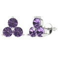 thumbnail image 1 of 3 ct Screw-Back Stud Earrings for Women | 5.0mm Round Cut Simulated Alexandrite | 18K White Gold, 1 of 5