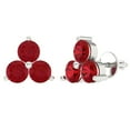 thumbnail image 1 of 14K Solid Gold Screw Back Stud Earrings for Women | 3 cttw Round Cut Simulated Pink Tourmaline | White Gold, 1 of 5