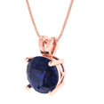 thumbnail image 1 of 3.0 ct Brilliant Round Cut Solitaire VVS1 Genuine Blue Sapphire Solid 14k Pink Rose Solid Gold Everyday Affordable Designer Necklace Pendant with 18" Solid Gold Chain by Clara Pucci, 1 of 6