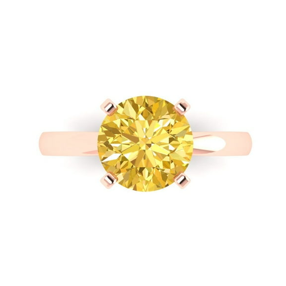 Solitaire Engagement Ring for Women - 3ct Natural Citrine in 18K Rose Gold Promise Ring