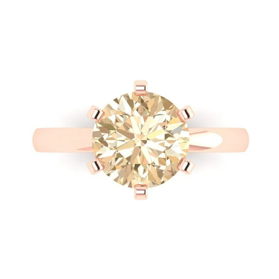 Solitaire Engagement Ring for Women - 3ct Natural Morganite in 14K Rose Gold Promise Ring
