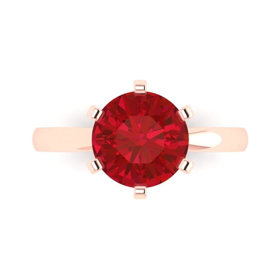 Solitaire Engagement Ring for Women - 3ct Simulated Pink Tourmaline in 14K Rose Gold Promise Ring