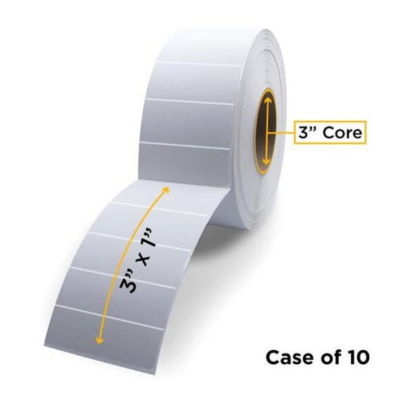 3.0 in. ID x 8.0 in. Max OD Non-OEM New Thermal Transfer Label Roll for Barcode Printers, White - 3 x 1 in. - Case of 10