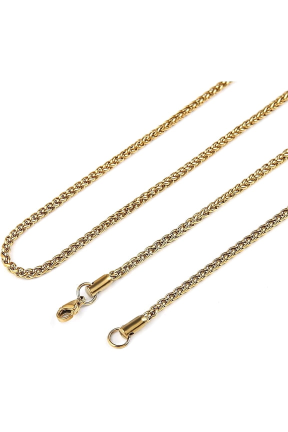 3.0 mm Stainless Steel Wheat Silver Chain Necklaces for Men & Women 16" -36"