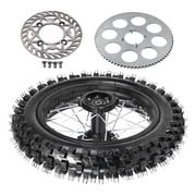 3.00-14 90/100-14 Dirt Bike Rear Wheel Tire Tube Rim With 15mm Bearing, 428 76T Sprocket & 190mm Disc Rotor for SSR Apollo RFZ 110cc 125cc 140cc 150cc 160cc 200cc YZ85 KX85 DB17 DB27
