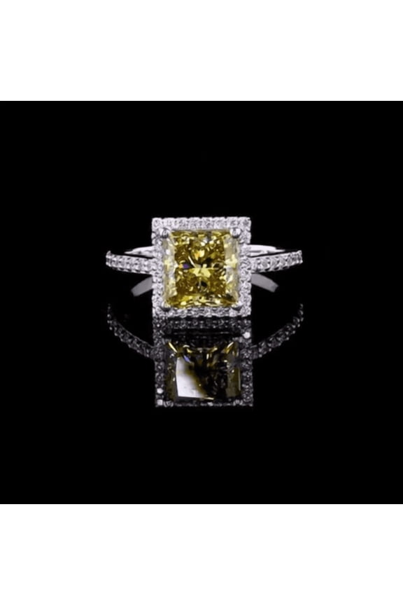3.00 CT Elegant Solid Gold Lab Grown Diamond Halo Wedding Ring With Pave Band For Her