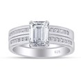 thumbnail image 1 of 3.00 CT Emerald & Round Cut White Cubic Zirconia Bridal Ring set In 14K White Gold Plated 925 Sterling Silver (Color: White, Clarity: VVS1-VVS2, 3.00 Cttw) -4.5, 1 of 6