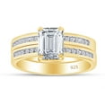 thumbnail image 1 of 3.00 CT Emerald & Round Cut White Cubic Zirconia Bridal Ring set In 14K Yellow Gold Plated 925 Sterling Silver (Color: White, Clarity: VVS1-VVS2, 3.00 Cttw) -7, 1 of 6