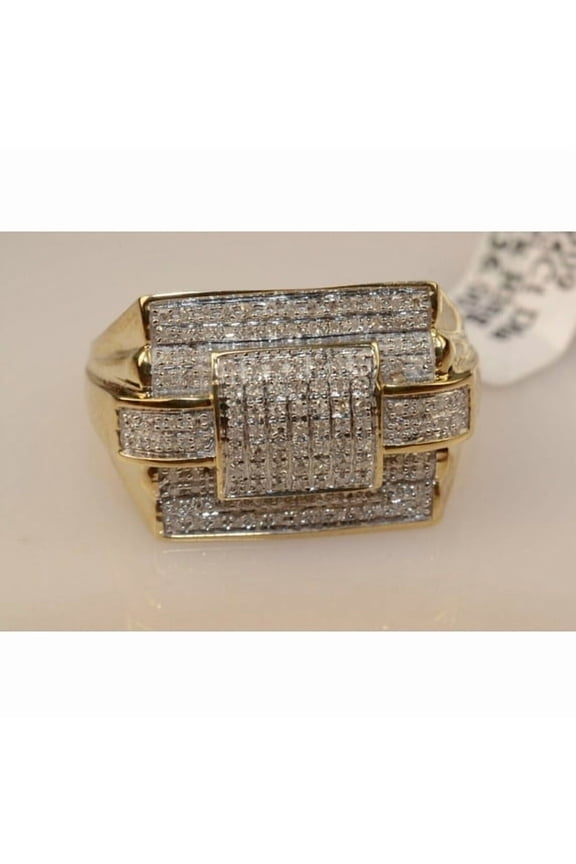 3.00 CT Men Simulated Diamond Engagement Pinky Ring 14k Yellow Gold Plated Silver