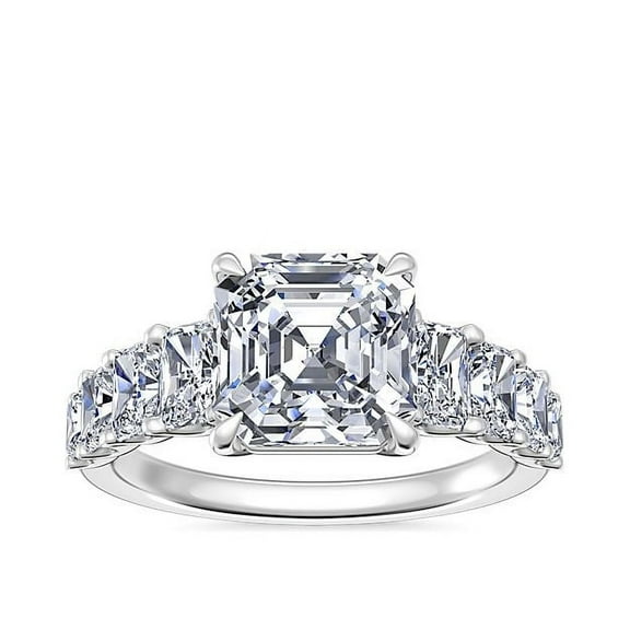 3.00 Carat Asscher Cut Moissanite Unique Wedding Ring for Ladies in Solid 14K White Gold Size 7 by Diamond-Capitals