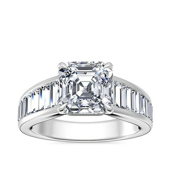 3.00 Carat Asscher Cut Moissanite Unique Wedding Ring for Ladies in Solid 14K White Gold Size 7 by Diamond-Capitals