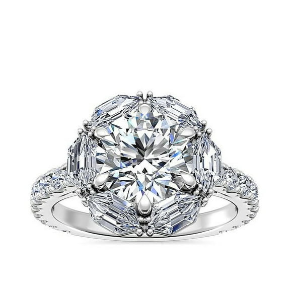 3.00 Carat Beautiful Round Cut Moissanite Diamond (D/VVS1) Engagement Ring for Girls Solid 14K White Gold Size 3 by Diamond-Capitals