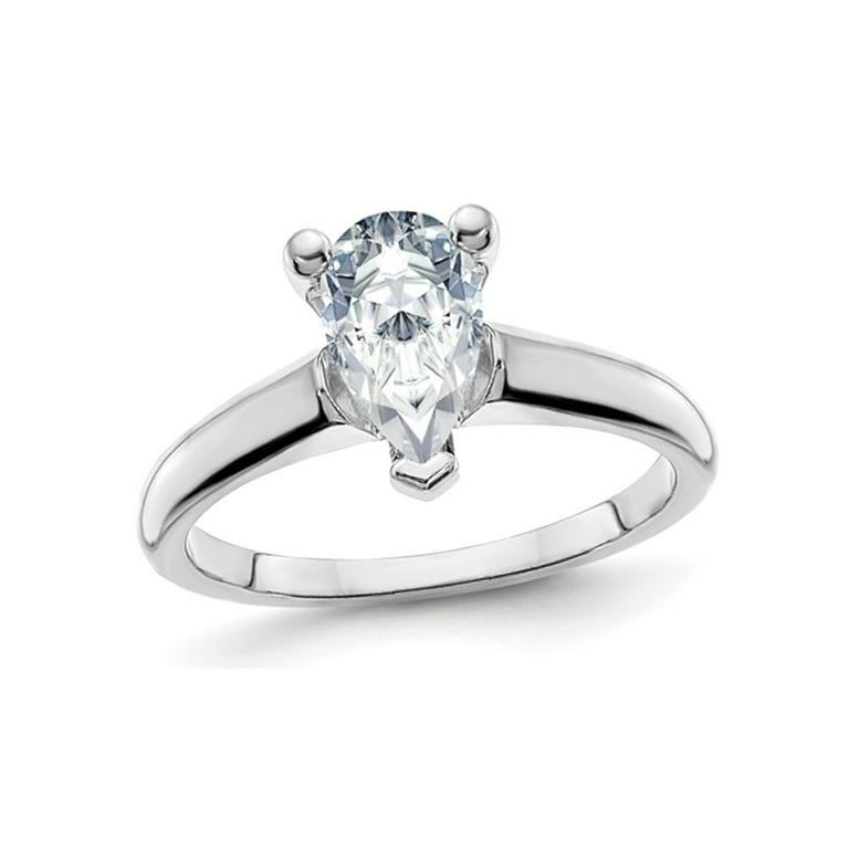 14K White Gold Carat Synthetic Pear-Cut Moissanite Solitaire