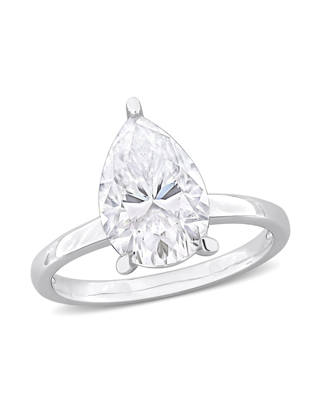 3.00 Carat (Ctw) Lab-Created Pear-Cut Moissanite Engagement Ring in Sterling Silver for Women