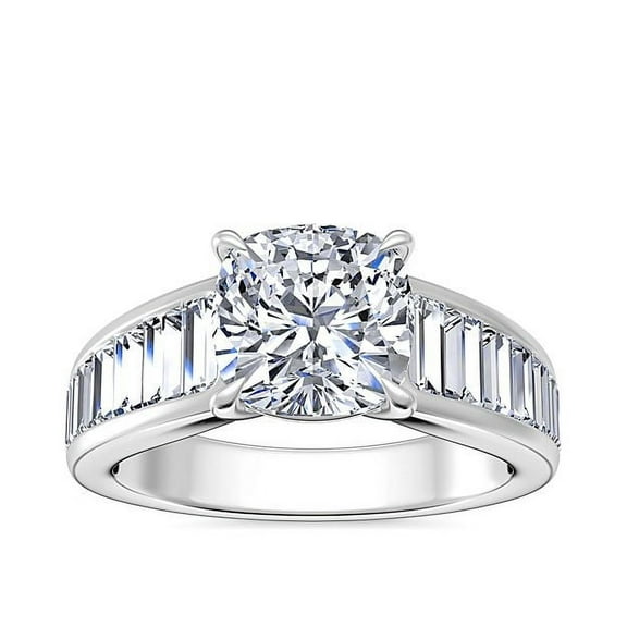 3.00 Carat Cushion Cut Moissanite Unique Wedding Ring for Ladies in Solid 14K White Gold Size 7 by Diamond-Capitals