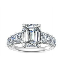 3.00 Carat Emerald Cut Moissanite Unique Wedding Ring for Ladies in Solid 14K White Gold Size 7 by Diamond-Capitals
